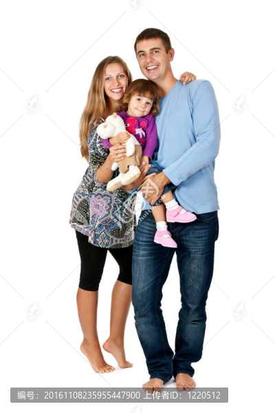 幸福的父親；母親和女兒