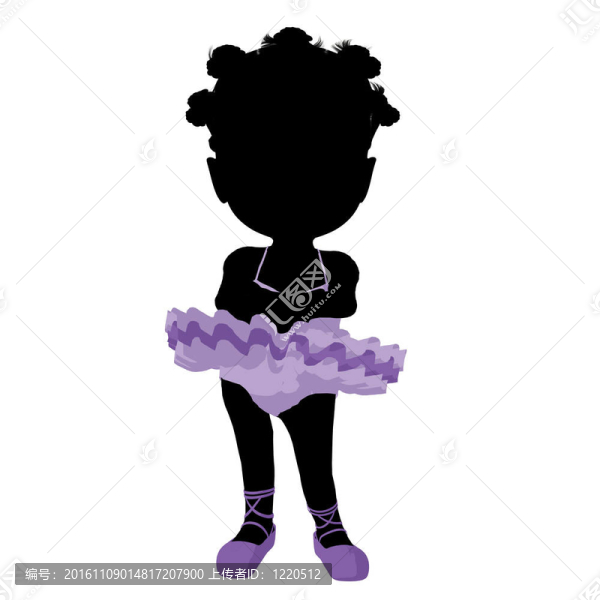 小黑人芭蕾女孩插畫剪影