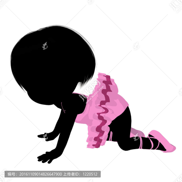 小芭蕾女孩插畫剪影