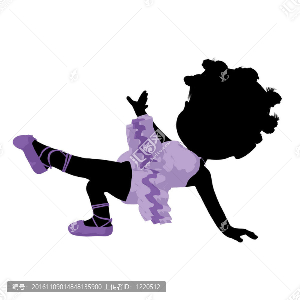 小黑人芭蕾女孩插畫剪影