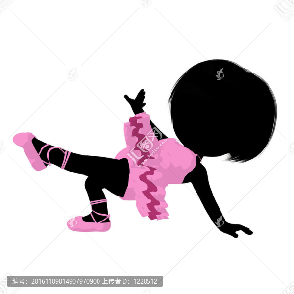 小芭蕾女孩插畫剪影