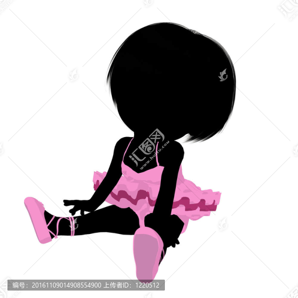 小芭蕾女孩插畫剪影