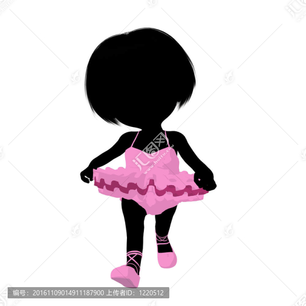 小芭蕾女孩插畫剪影
