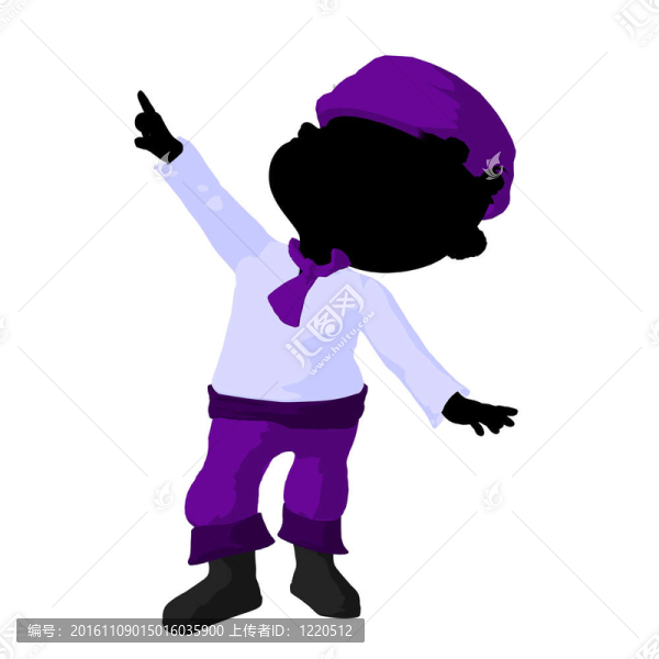 小美國海盜女孩插畫剪影