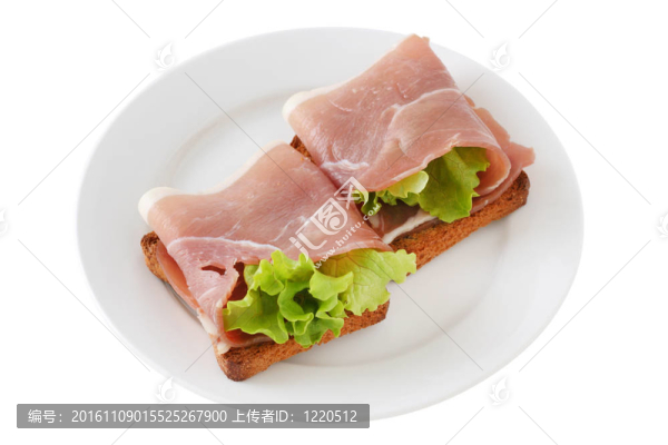 與火腿和生菜的祝酒