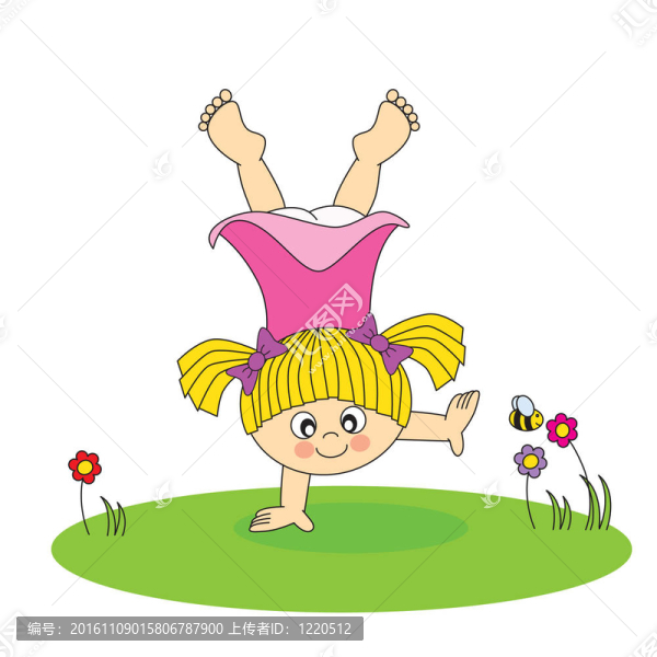 女孩在花園里玩