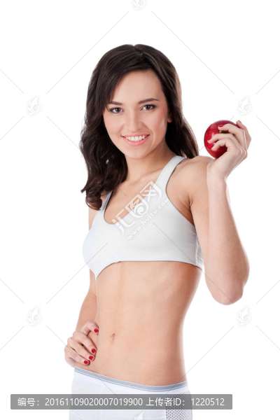 年輕女孩拿著紅蘋果擬合