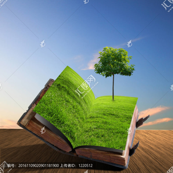 里面有綠色景觀的書