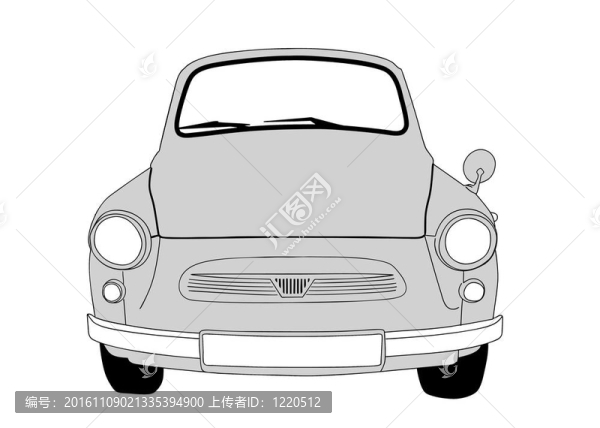 復(fù)古汽車白色背景；插圖