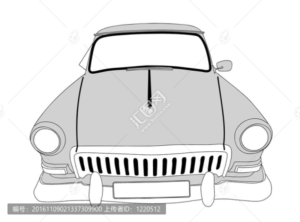復(fù)古汽車白色背景；插圖