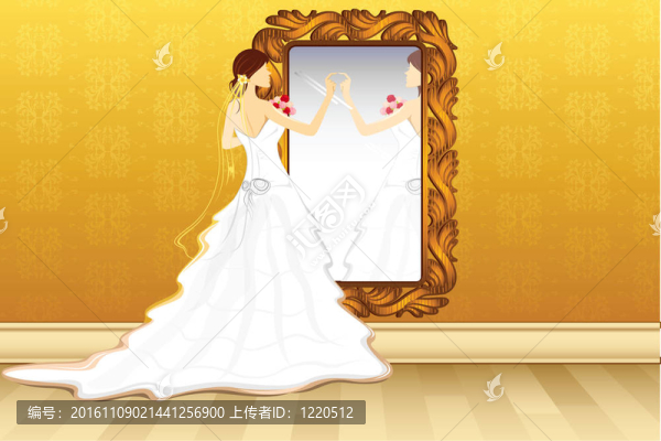 鏡子前的新娘