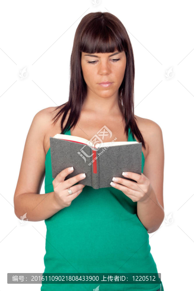 美麗的女孩讀一本書