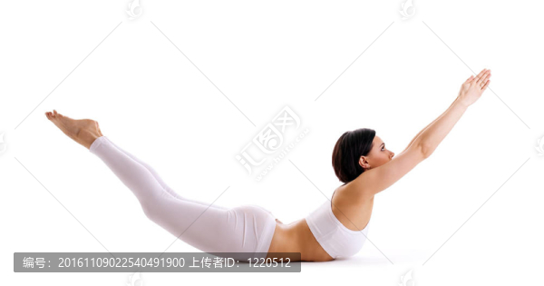 年輕美女鍛煉瑜伽姿勢孤立