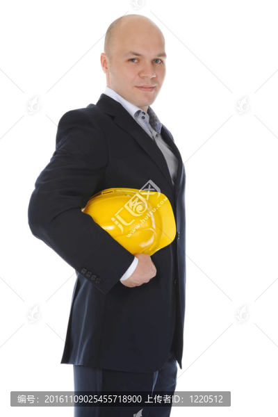 帶建筑頭盔的商人