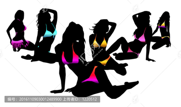 Bikini的女人剪影。EPS
