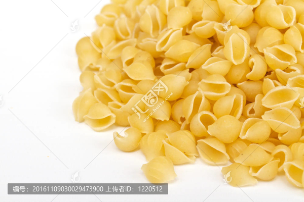 白色背景意大利意大利面食的特寫