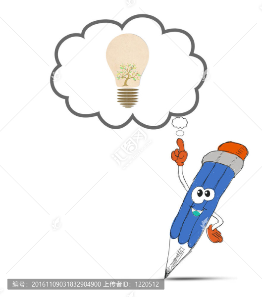 快樂(lè)鉛筆卡通認(rèn)為我的樹(shù)在燈泡
