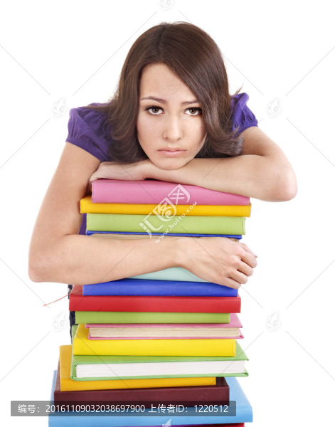 帶彩色書的女孩。