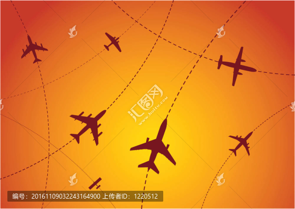 飛機(jī)航線的日落