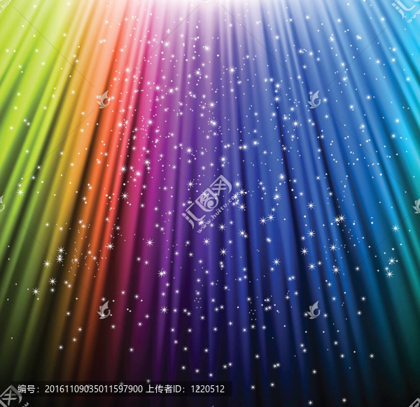 閃耀彩虹的背景與星星。