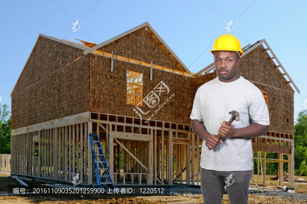 黑色的建筑工人