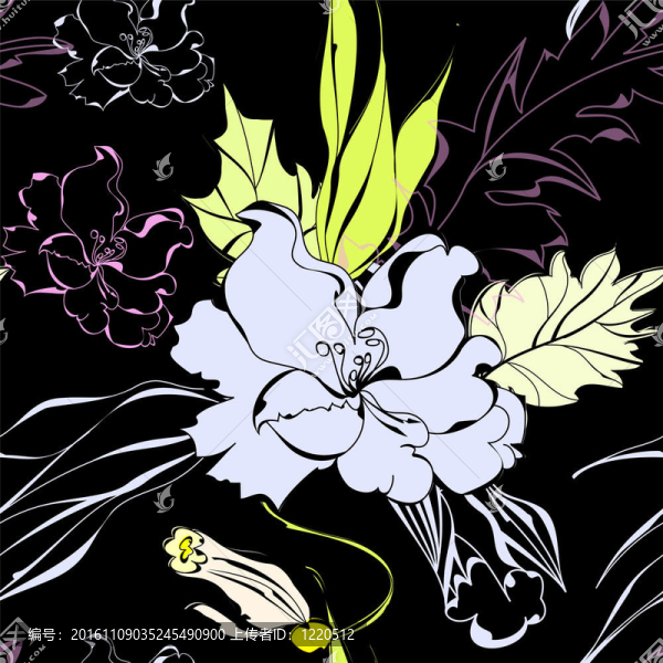 藍(lán)色花的無縫圖案