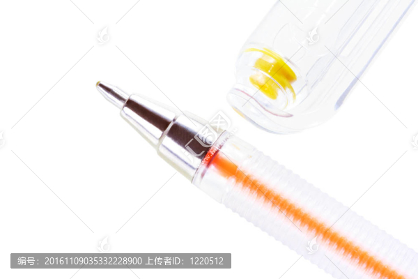 黃色的圓珠筆帽特寫