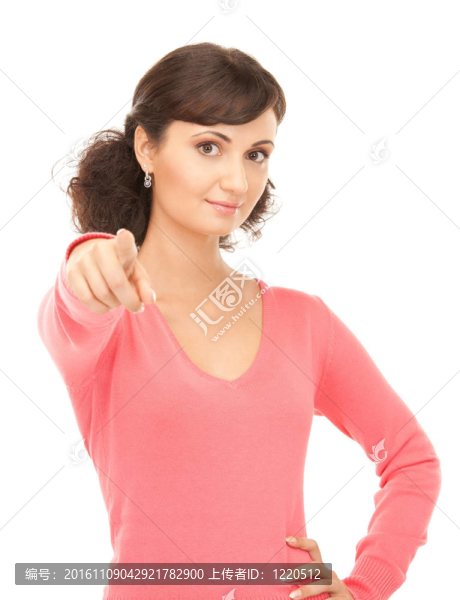 漂亮的女商人用手指