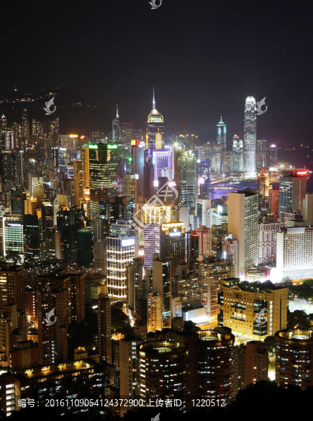 香港的夜晚擁擠的建筑