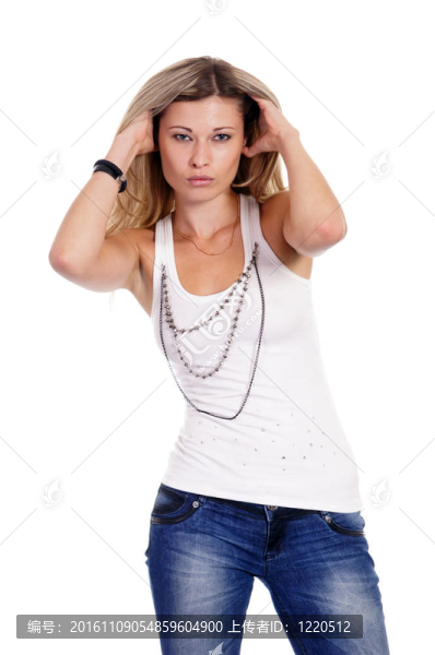 漂亮的金發(fā)女郎的姿勢
