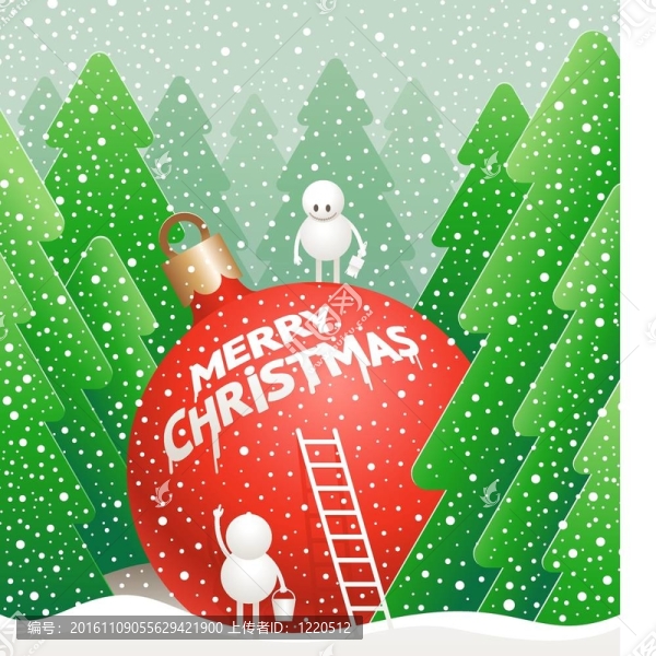 圣誕節(jié)圖-可愛的小snowmens寫在冬季森林巨人的小玩意的問候