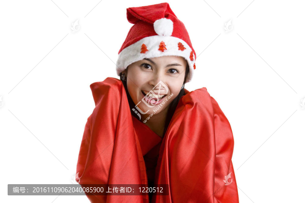圣誕老人帽子的女人