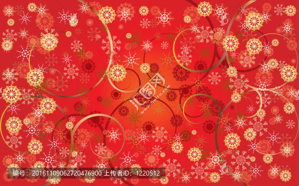 紅色圣誕賀卡雪花和卷發(fā)；插圖
