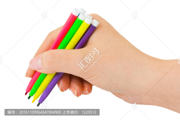 用五彩筆的手