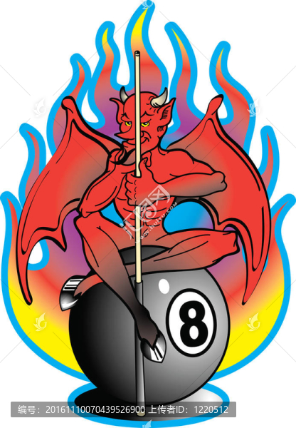 紋身設(shè)計(jì)魔鬼8球夾藝術(shù)