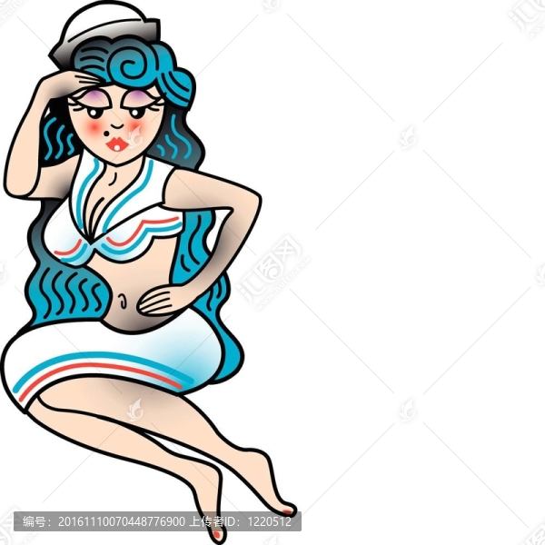 紋身設(shè)計釘上女孩剪貼畫