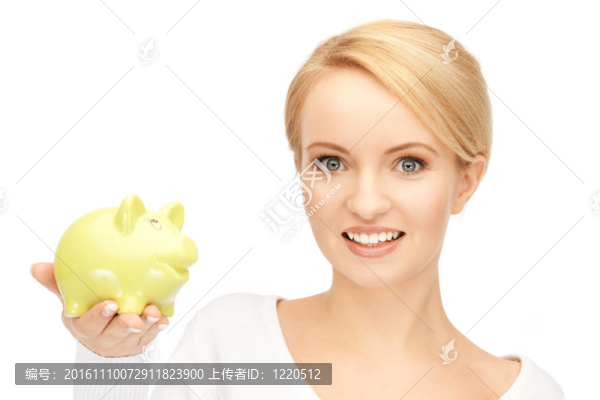 可愛(ài)的女人與小豬銀行
