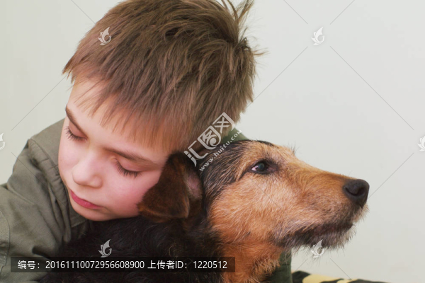 傷心的孩子與狗