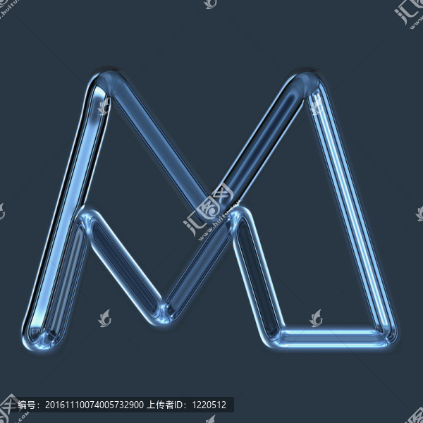抽象玻璃字母M