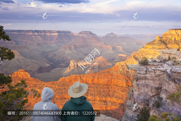 情侶欣賞美麗的大峽谷風景