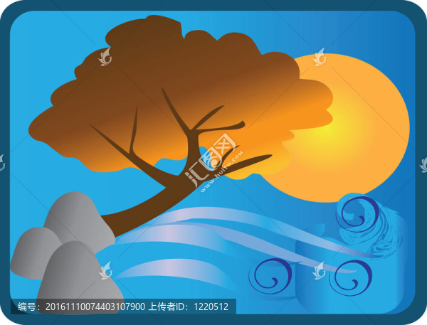 太陽和波浪的樹設(shè)計