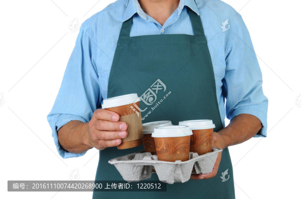 咖啡托盤的咖啡師