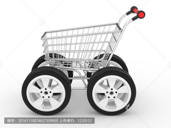大型汽車車輪的三維購物車