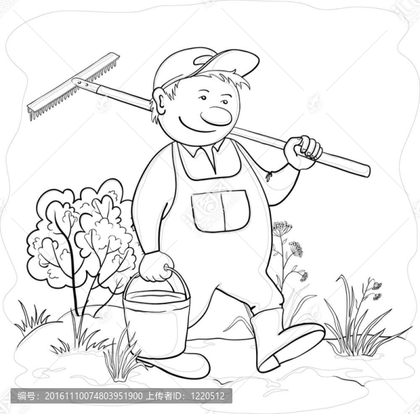 花園里的園丁；輪廓