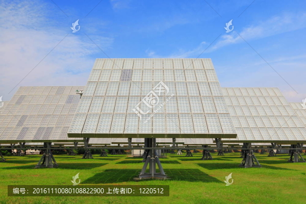 帶綠草的太陽能電池板