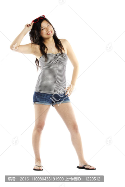 時尚亞洲年輕女子帶墨鏡