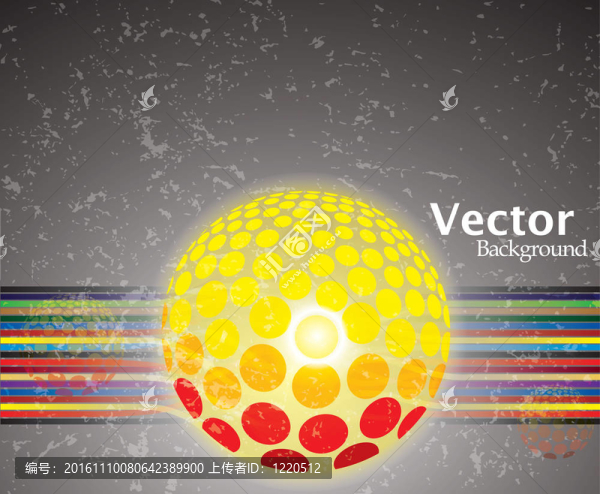 發(fā)光的球在垃圾背景抽象的線條