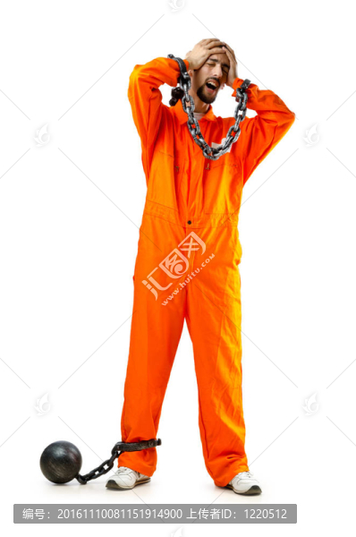 犯人戴著手銬的白色