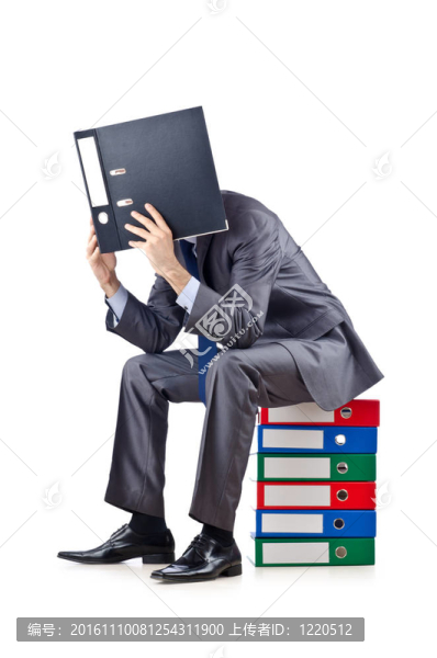 年輕的商人與白色的文件夾