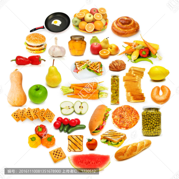 圓與大量的食品項目